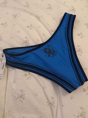 PINK Blue Bikini Bottom with black Trim